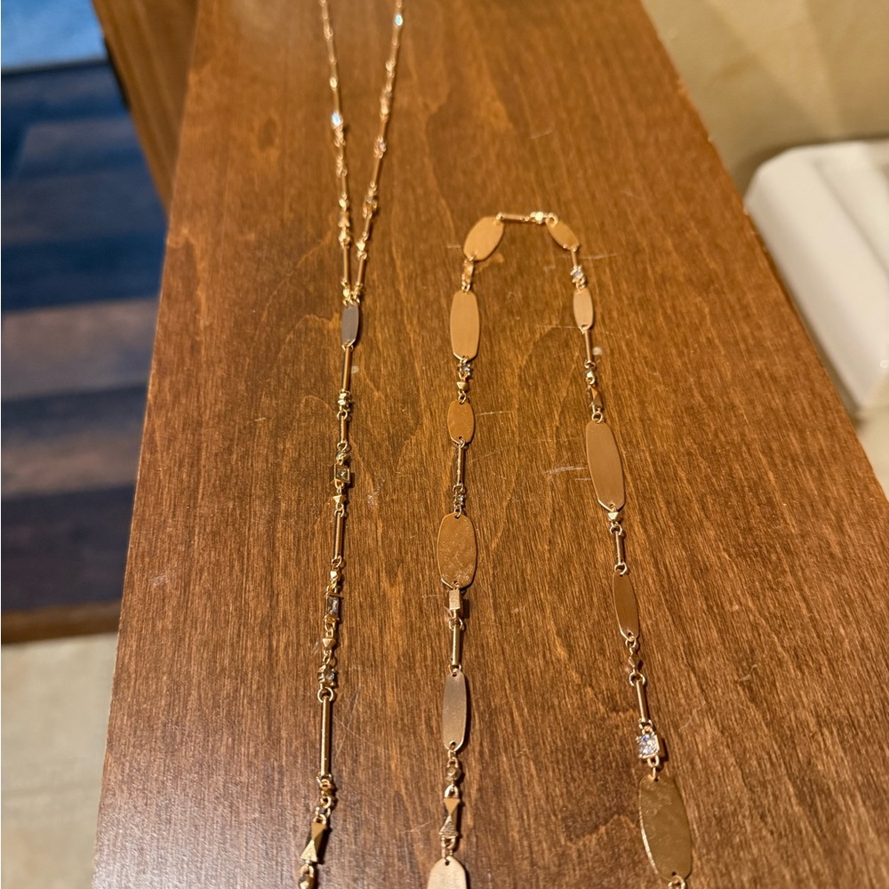 Kendra Scott Rose Gold Crowley Oval Link Necklace & Matching Lariat Y Necklace